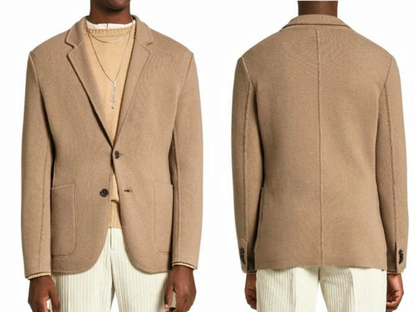 Ermenegildo Zegna Sakko ERMENEGILDO ZEGNA Cashmere Knit Kacket Single-Breas günstig online kaufen