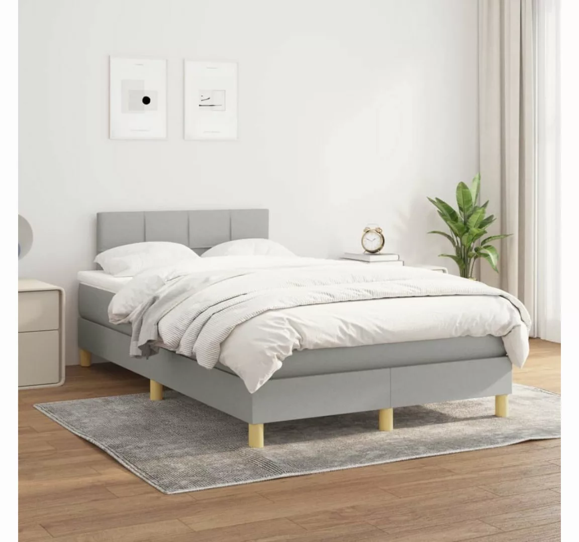 furnicato Bett Boxspringbett mit Matratze Hellgrau 120x200 cm Stoff günstig online kaufen