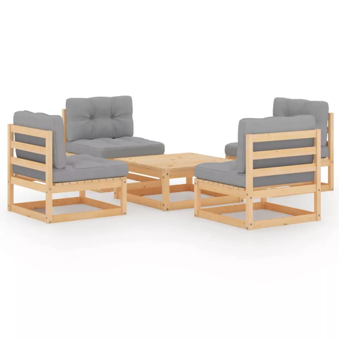 5-tlg. Garten-lounge-set Mit Kissen Kiefer Massivholz günstig online kaufen