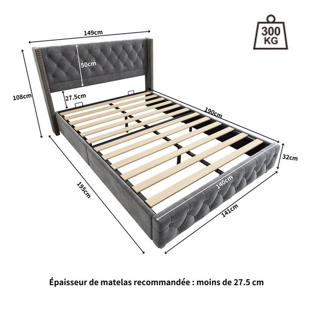 MODFU Polsterbett Nietenpolsterung, Knopfpolsterung, (140 x 190 cm) günstig online kaufen