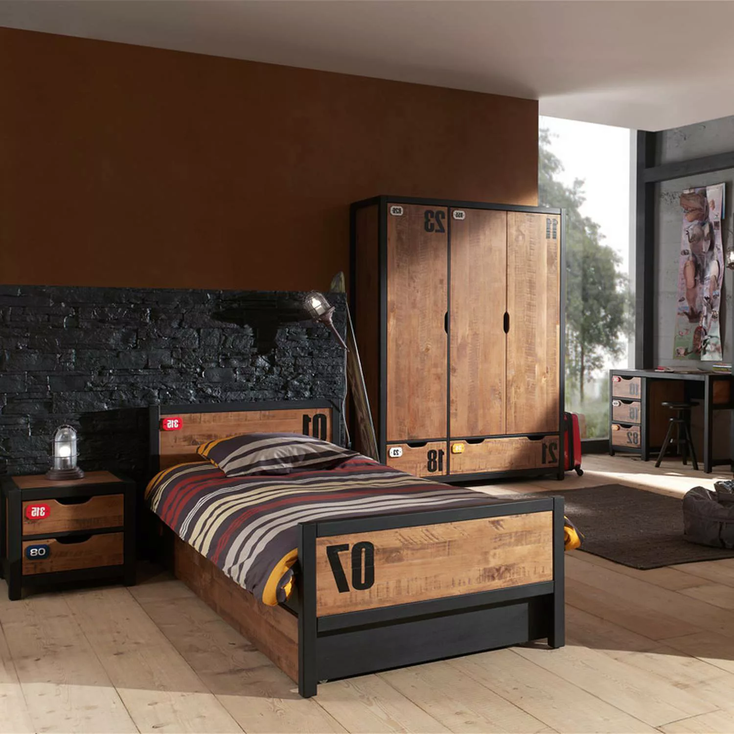 Jugendzimmer Set massiv CUSCO-12 Nachtkonsole, Einzelbett, Bettschublade, S günstig online kaufen