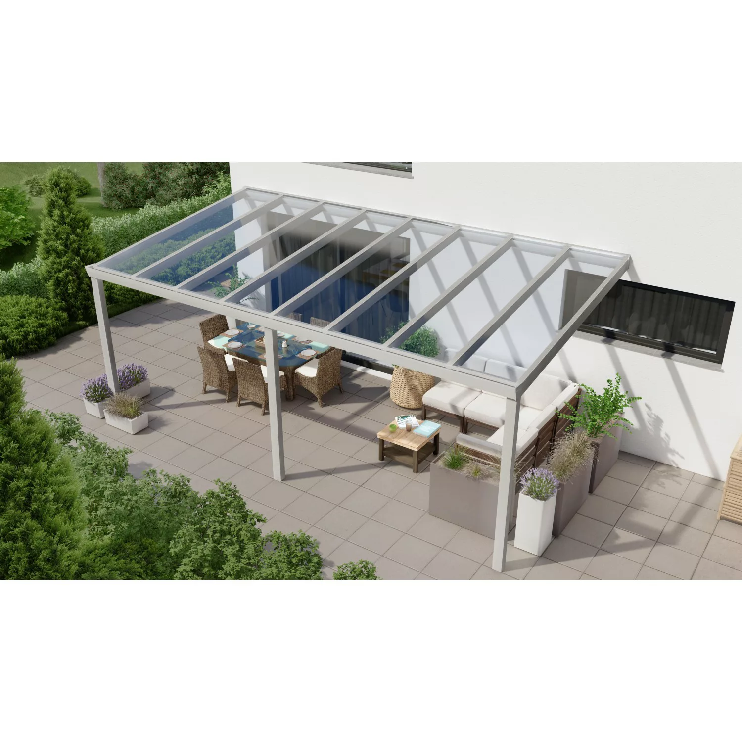 Terrassenüberdachung Professional 600 cm x 300 cm Grau Struktur Glas günstig online kaufen