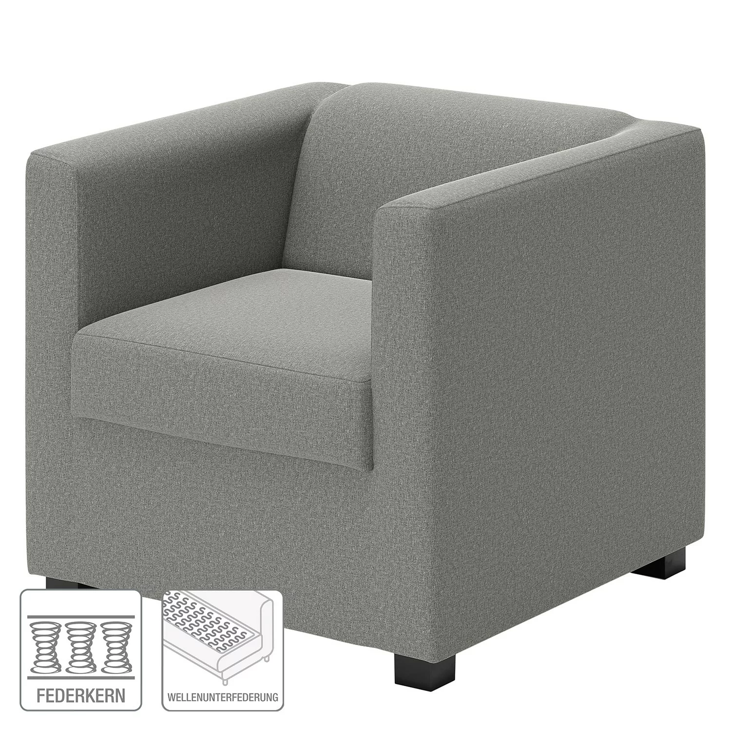 home24 loftscape Sessel Wilno XI Grau Flachgewebe 74x71x75 cm (BxHxT) günstig online kaufen