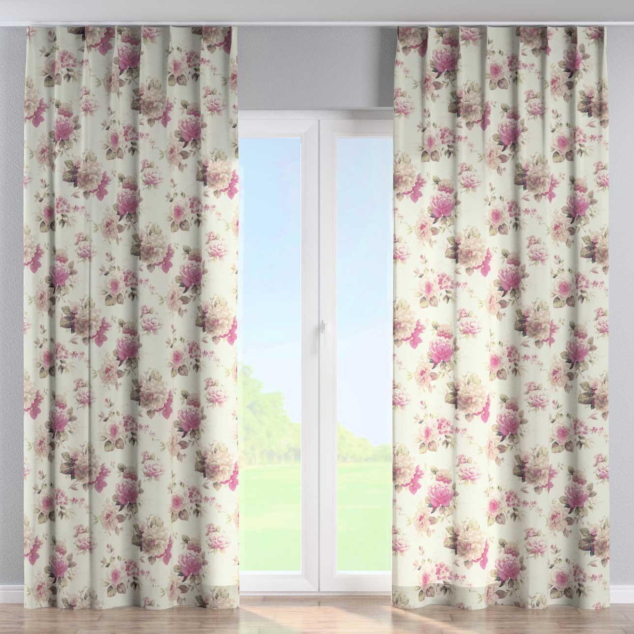 Vorhang mit flämischen 1-er Falten, beige- rosa, Londres (141-07) günstig online kaufen