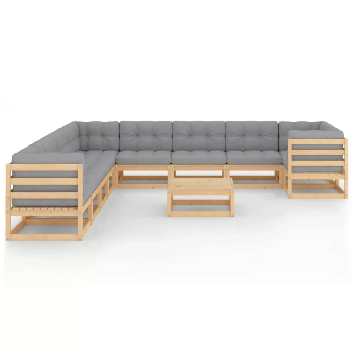 11-tlg. Garten-lounge-set Mit Kissen Kiefer Massivholz günstig online kaufen