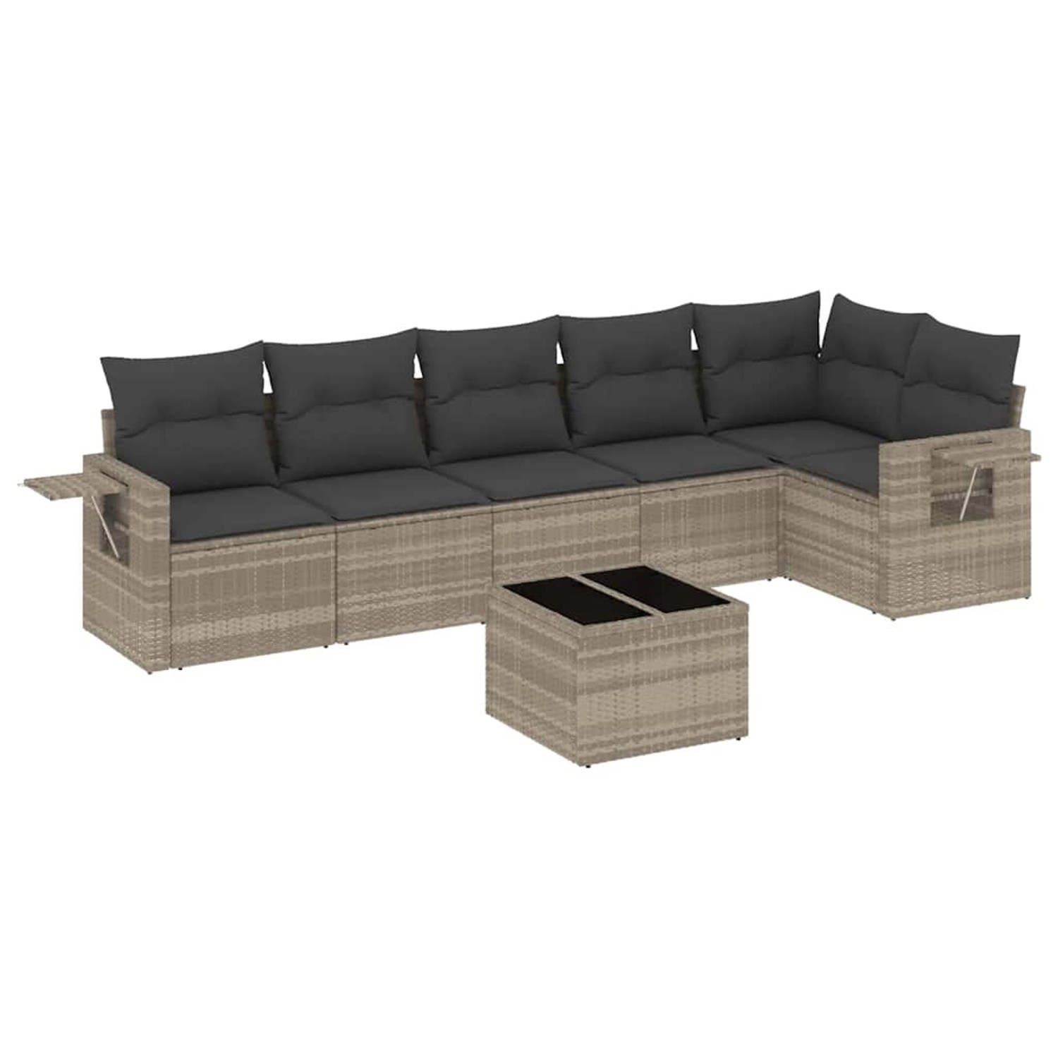 vidaXL 7-Tlg Garten-Sofagarnitur mit Kissen Hellgrau Poly Rattan 3220201 günstig online kaufen