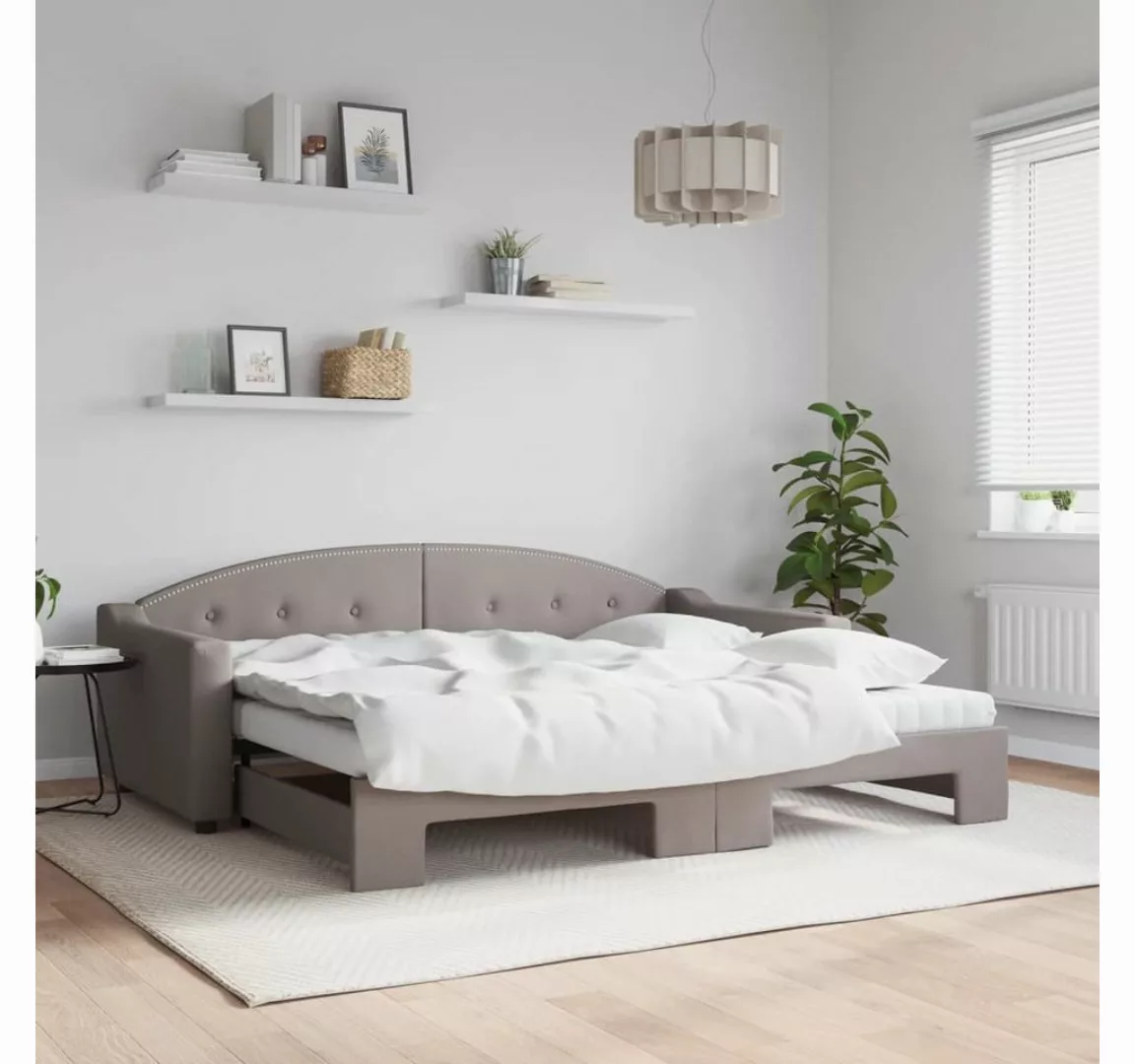 vidaXL Gästebett Gästebett Tagesbett Ausziehbar mit Matratzen Taupe 90x200 günstig online kaufen