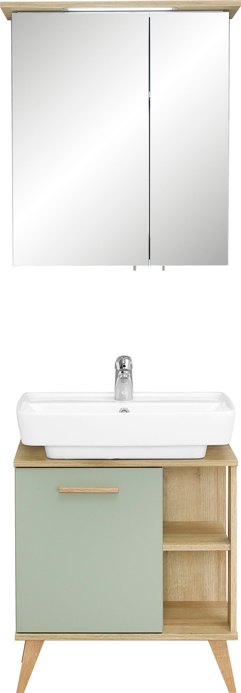 Saphir Badmöbel-Set "Quickset 2-teilig, Waschbeckenunterschrank mit LED-Spi günstig online kaufen