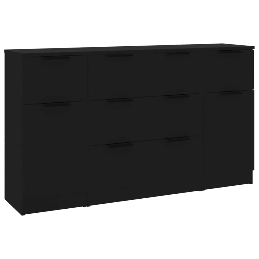 Vidaxl 3-tlg. Sideboard-set Schwarz Holzwerkstoff günstig online kaufen