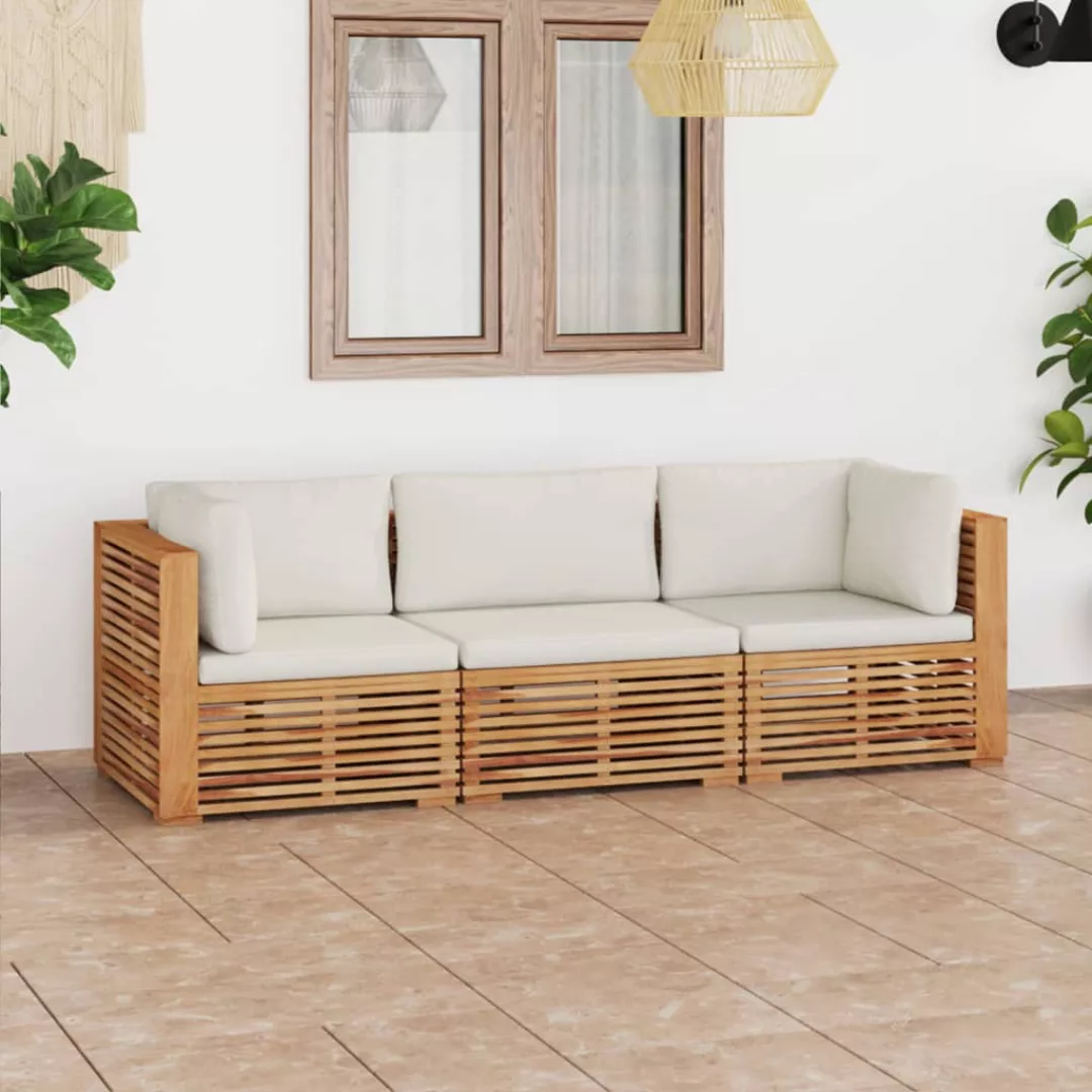 3-sitzer-gartensofa Mit Kissen Massivholz Teak günstig online kaufen