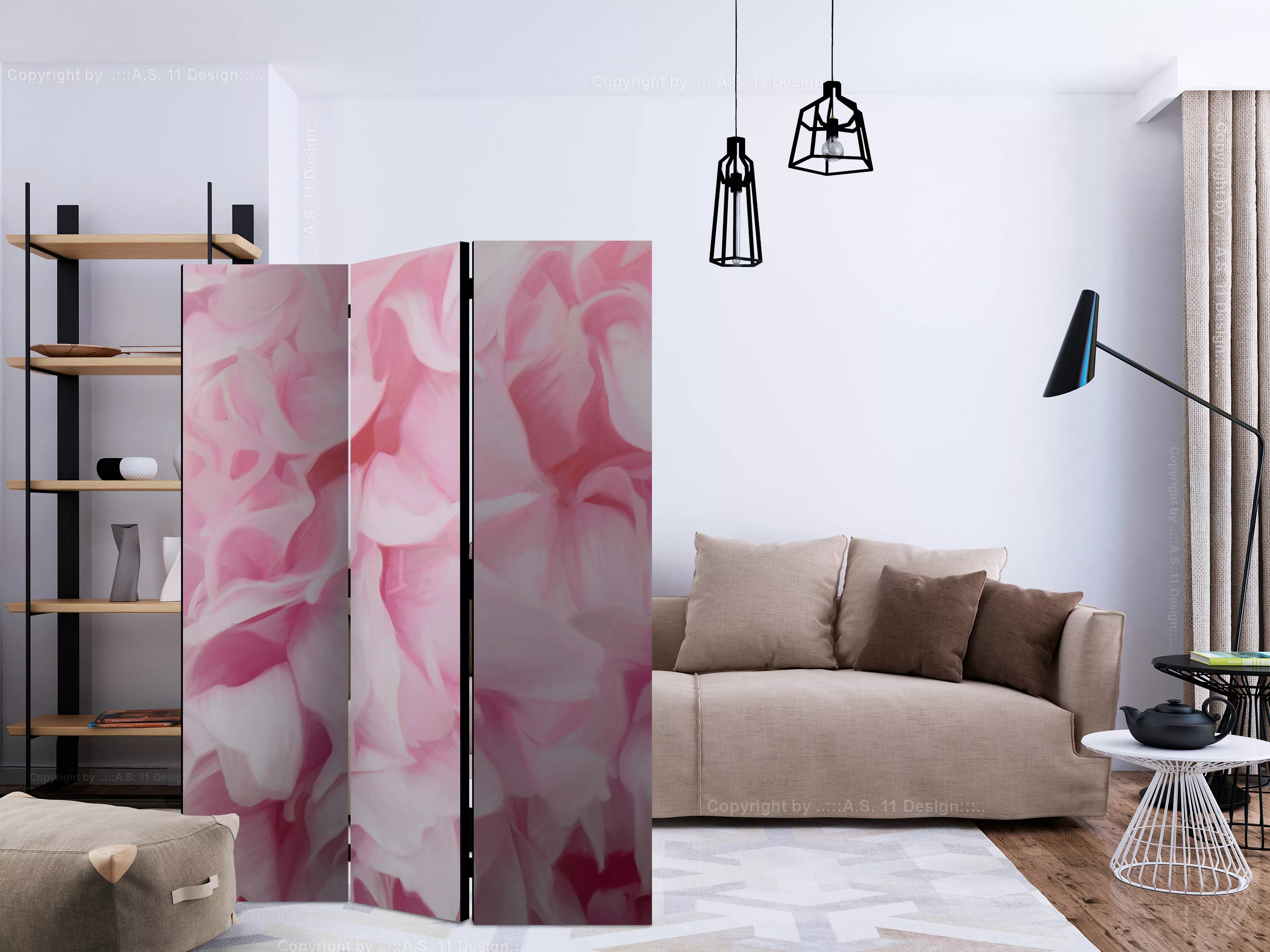 3-teiliges Paravent - Azalea (pink) [room Dividers] günstig online kaufen