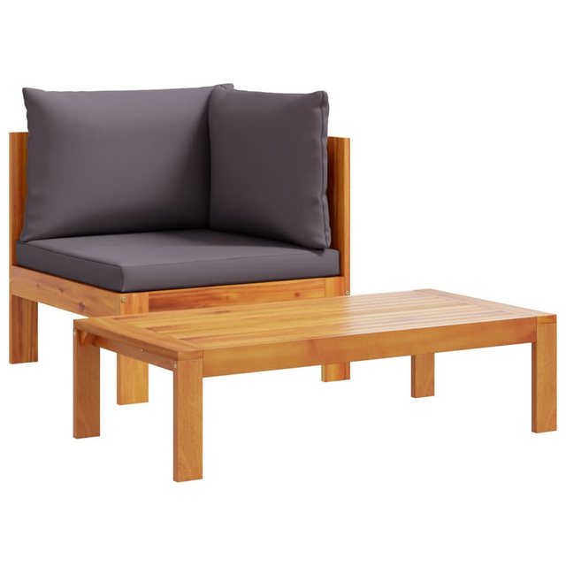 vidaXL Loungesofa 2-tlg. Garten-Sofa-Set mit Kissen Massivholz Akazie, 1 Te günstig online kaufen