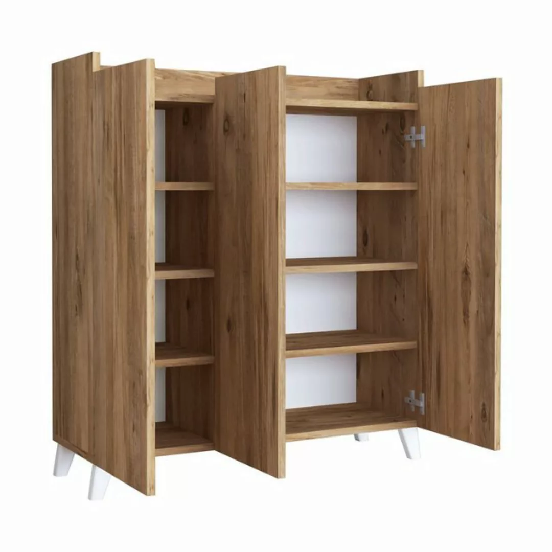 en.casa Mehrzweckschrank »Sirdal« mit 3 Türen 104x90x30 cm Eiche-Optik günstig online kaufen