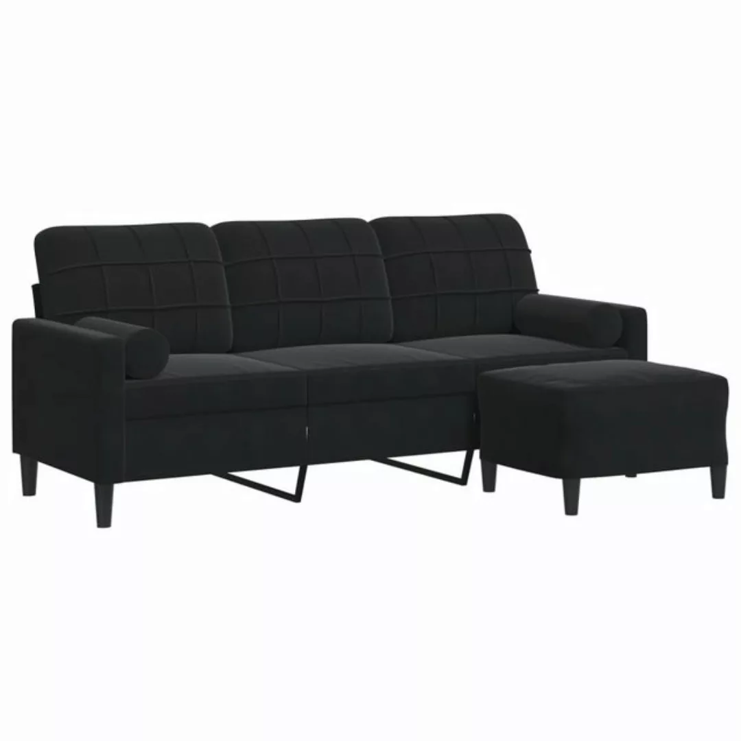 vidaXL Sofa 3-Sitzer-Sofa mit Hocker Schwarz 180 cm Samt günstig online kaufen