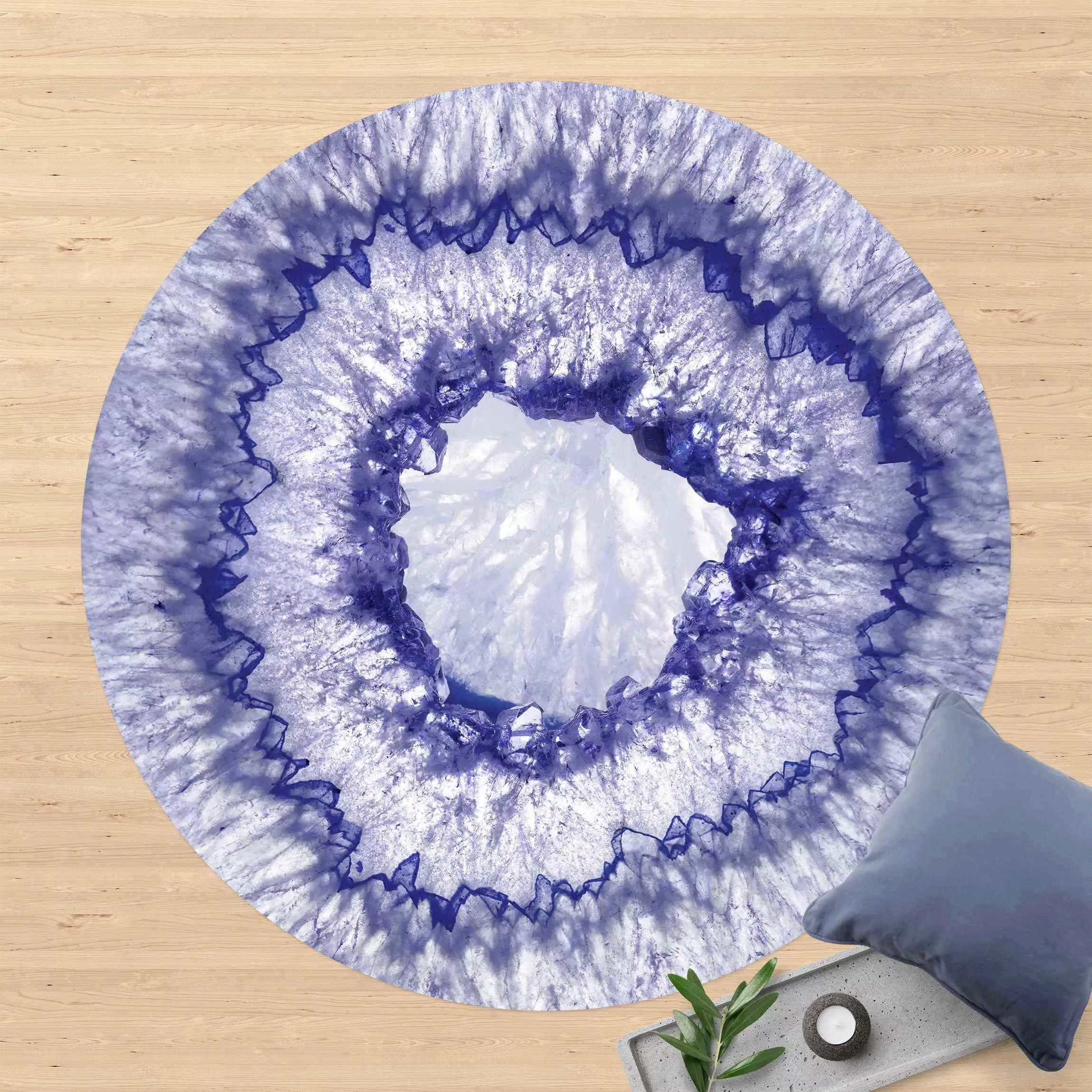 Runder Vinyl-Teppich Blau Lila Kristall günstig online kaufen