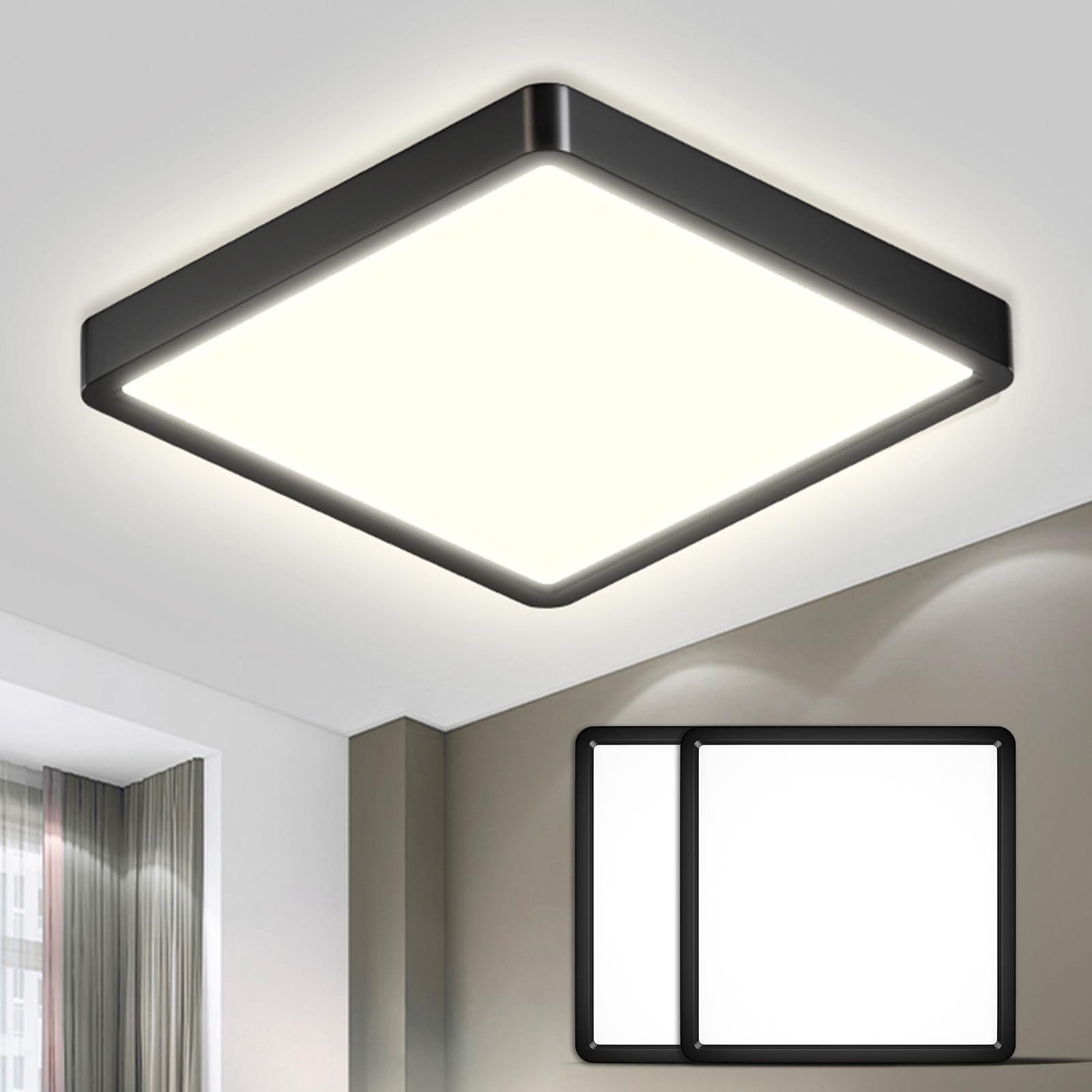 LQWELL Deckenleuchte LED Deckenlampe,Badlampe Quadrat Flach günstig online kaufen