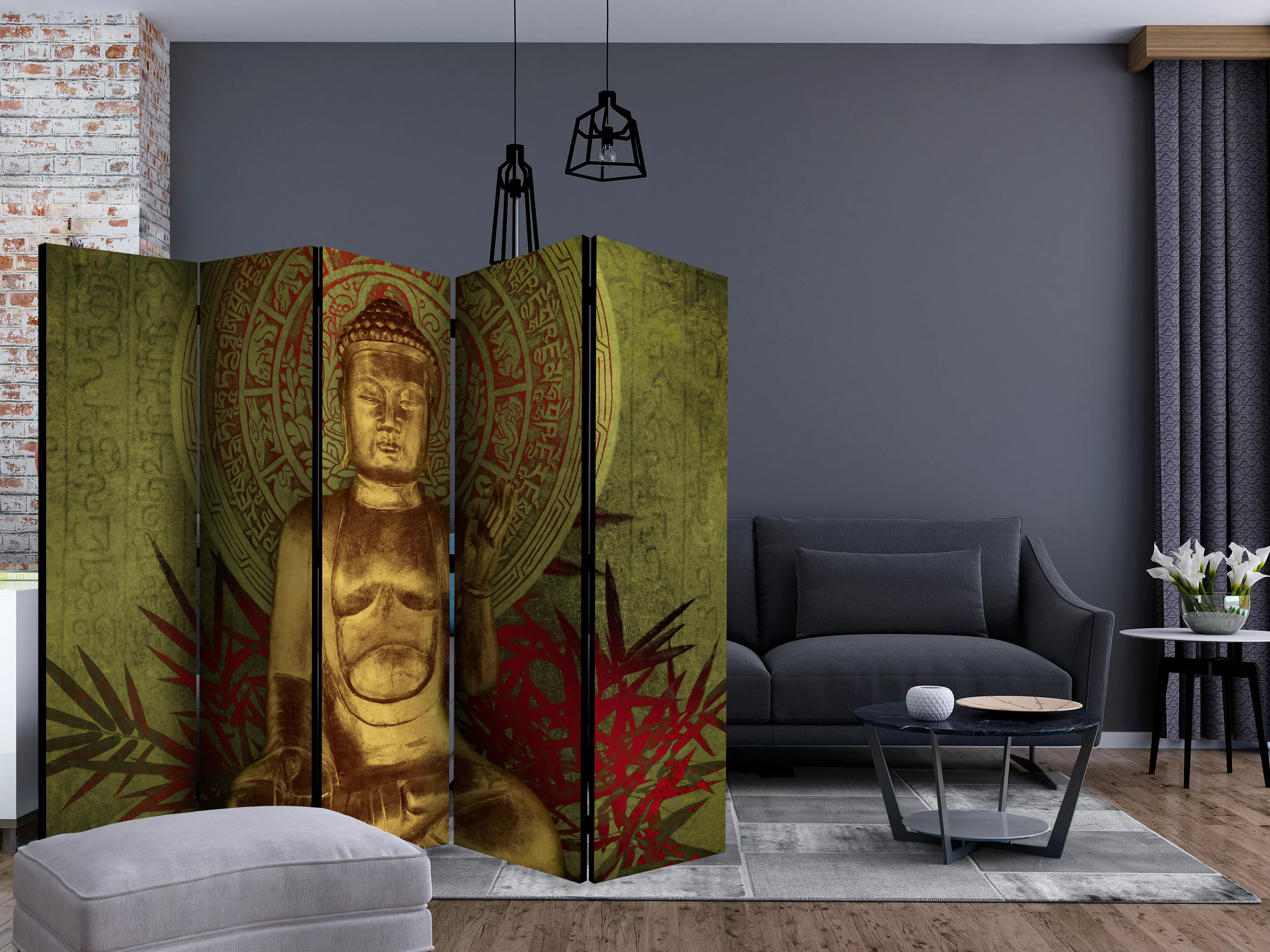 5-teiliges Paravent - Golden Buddha Ii [room Dividers] günstig online kaufen