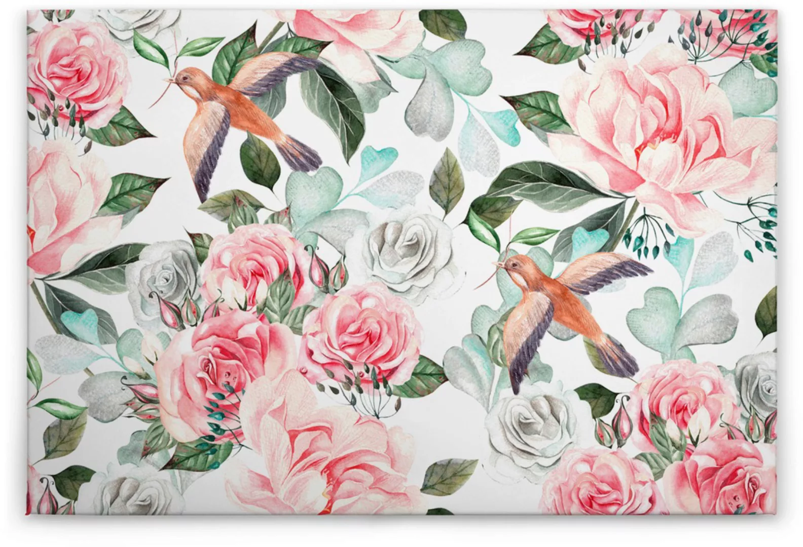 Bricoflor Pastell Leinwandbild Mit Frühlingsblumen Canvas Wandbild Mit Vöge günstig online kaufen