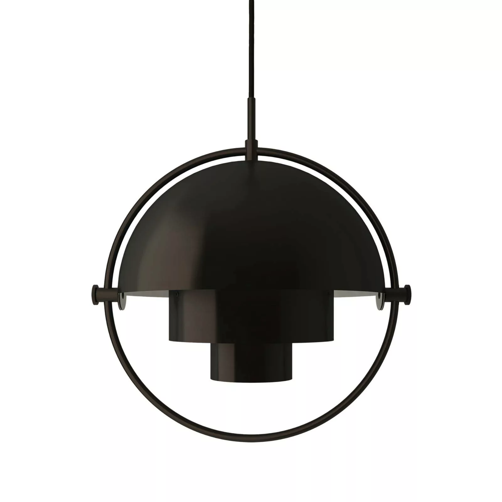 Gubi - Multi-Lite Pendelleuchte Ø25,5cm - Messing schwarz/Schirm Ø21,5cm/Ø2 günstig online kaufen