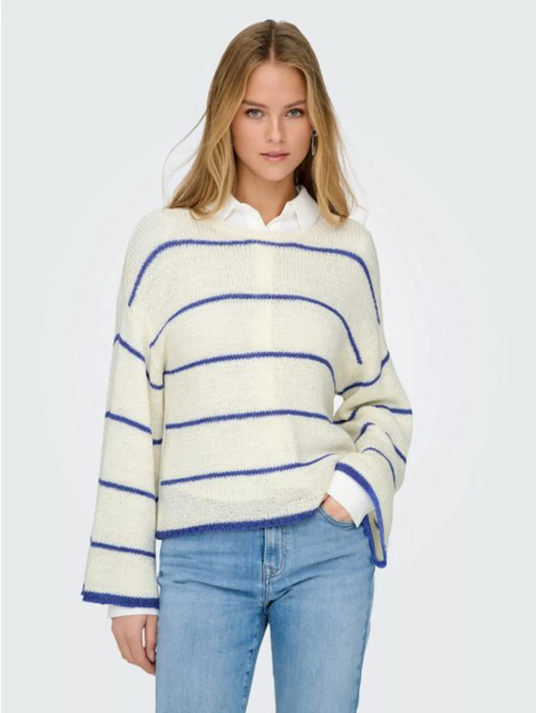 ONLY Rundhalspullover ONLGEENA 7/8 STRIPE O-NECK KNT NCA günstig online kaufen