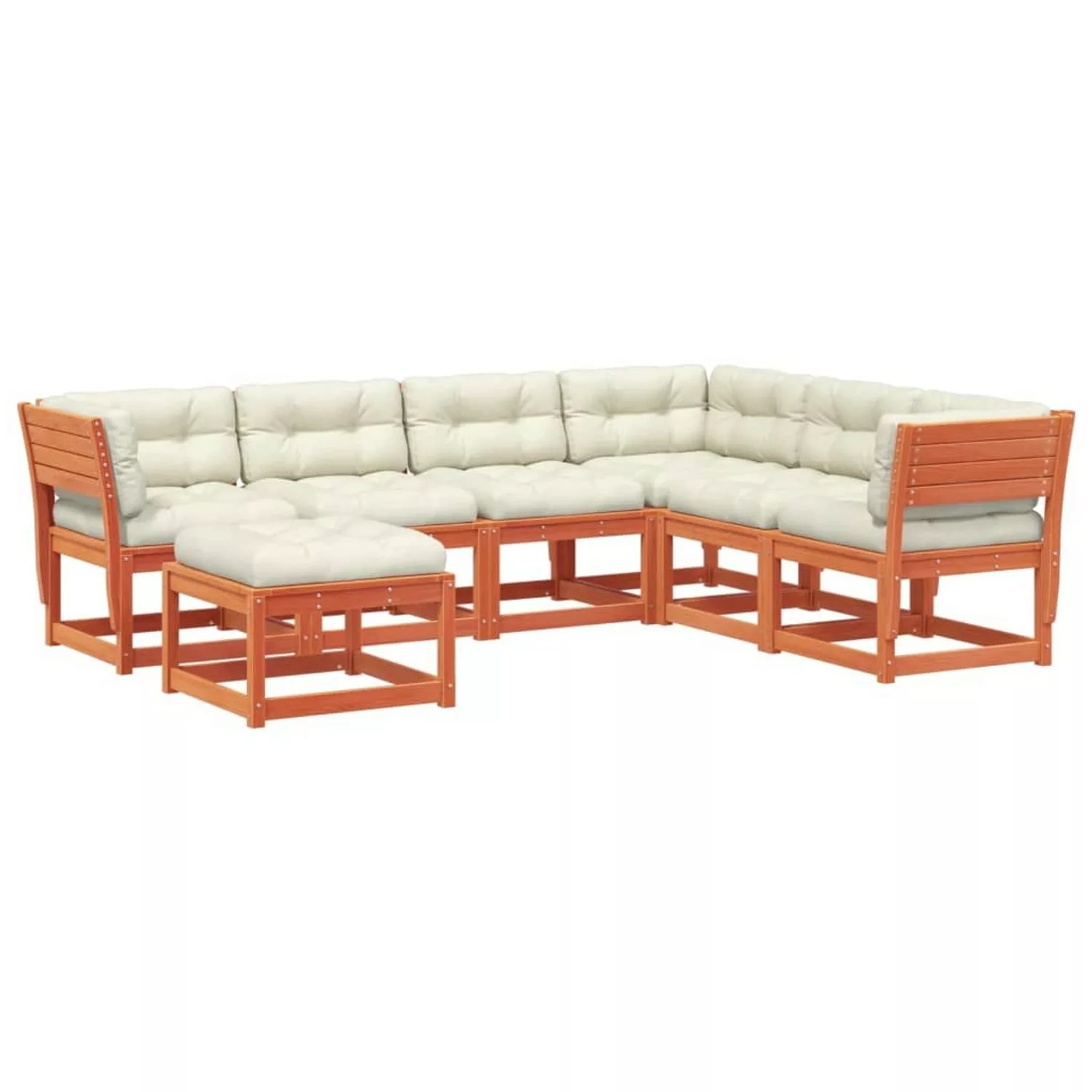 vidaXL 7tlg Garten-Lounge-Set mit Kissen Wachsbraun Massivholz Kiefer günstig online kaufen