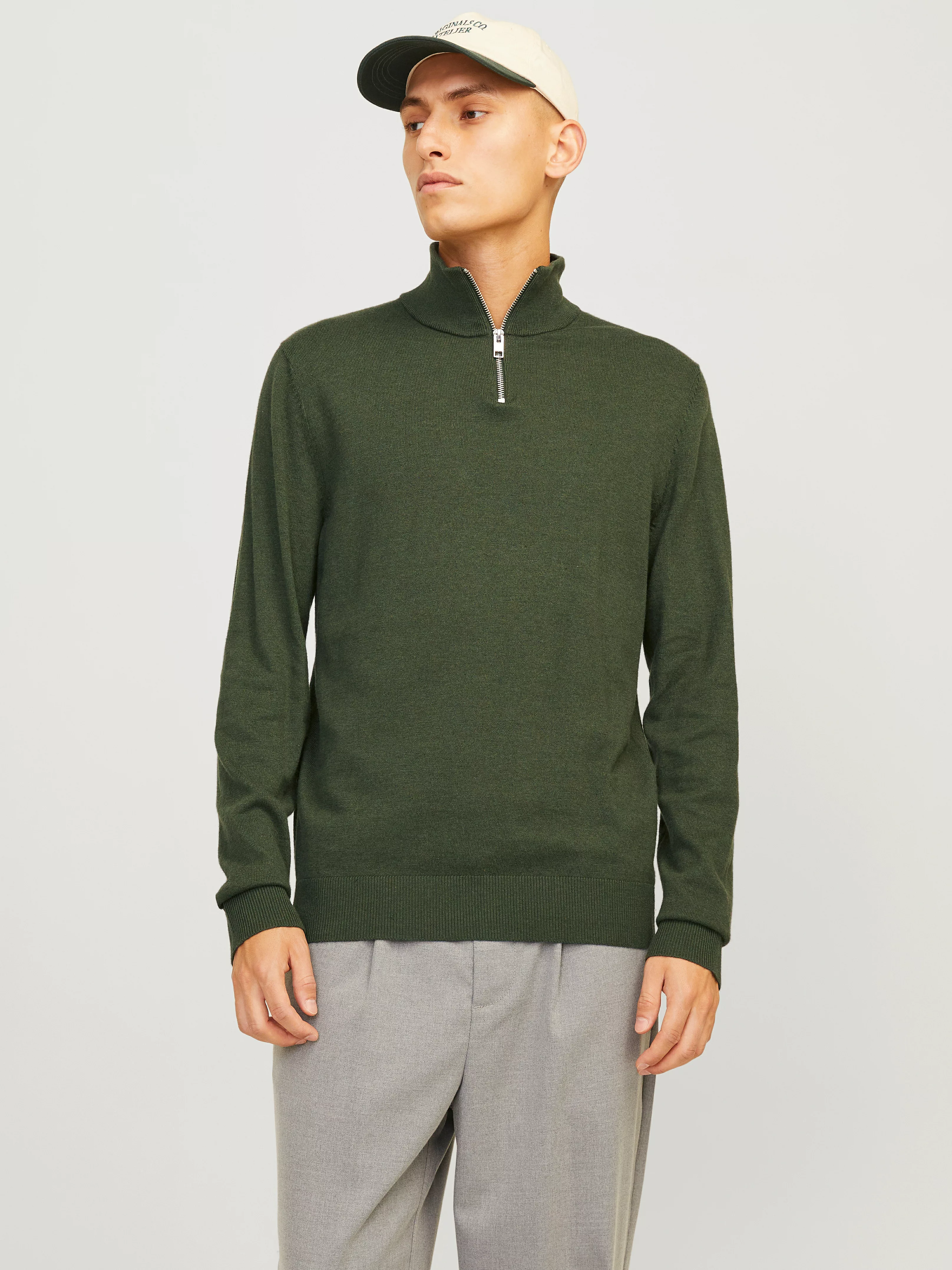 Jack & Jones Troyer JJEEMIL KNIT HALF ZIP NOOS mit Rippbündchen günstig online kaufen