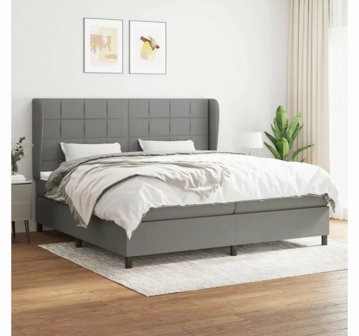 furnicato Bett Boxspringbett mit Matratze Dunkelgrau 200x200 cm Stoff günstig online kaufen