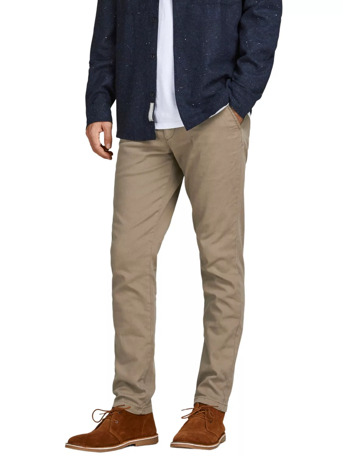 Jack & Jones Herren Chino Hose JPSTMARCO JJDAVE AKM BEIGE - Slim Fit Beige günstig online kaufen