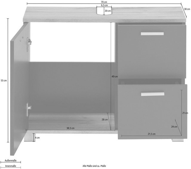 loft24 Waschbeckenunterschrank Badia Badezimmerschrank, Badmöbel, Badezimme günstig online kaufen