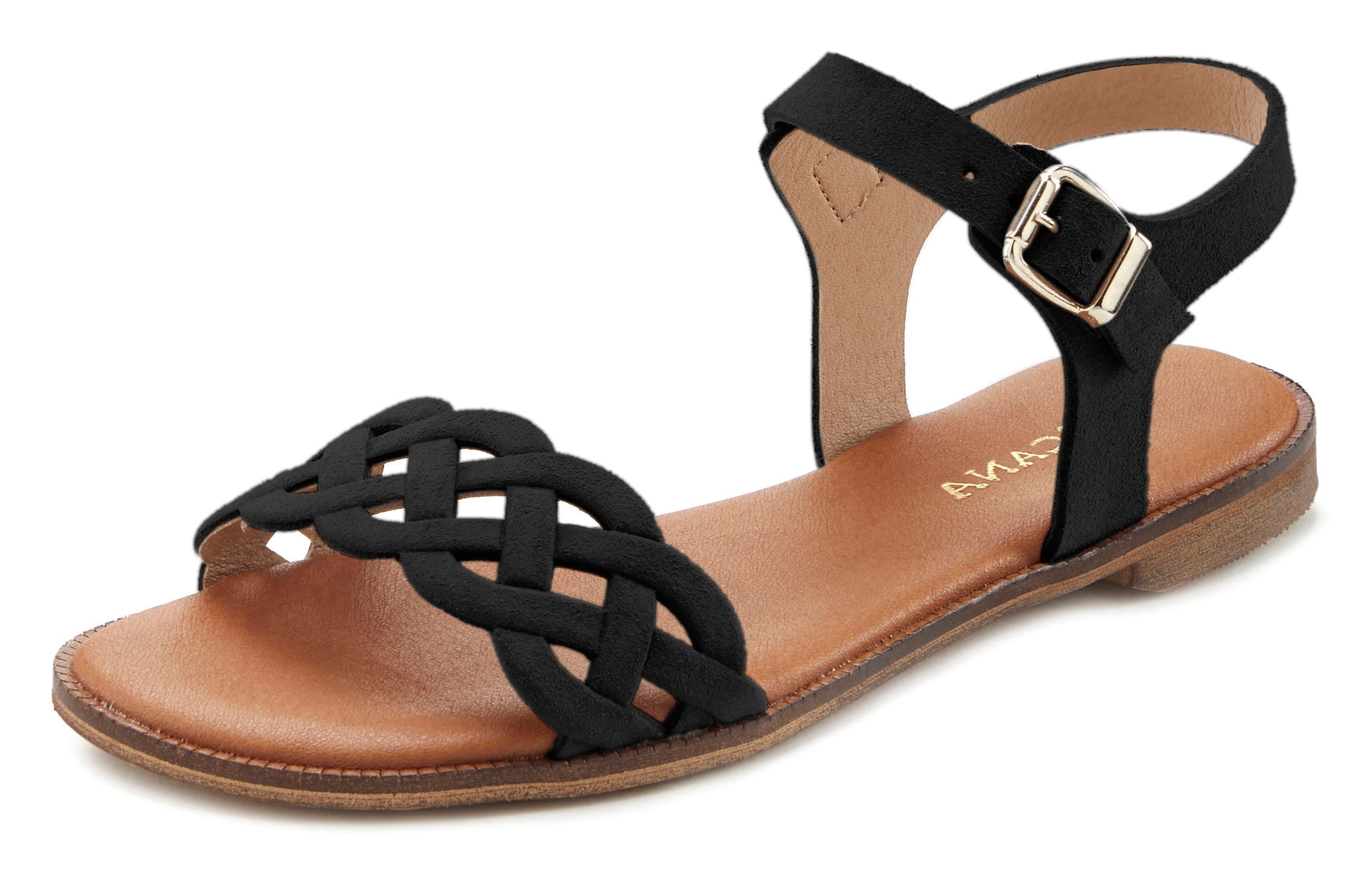 LASCANA Sandale "Sommerschuh", Sandalette, Sommerschuh aus Leder mit Cut-Ou günstig online kaufen