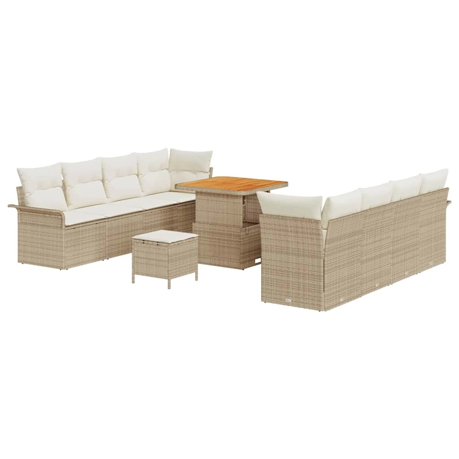 vidaXL Garten-Sofa-Set Höhenverstellbar 11-Tlg Beige Poly Rattan 3362106 günstig online kaufen