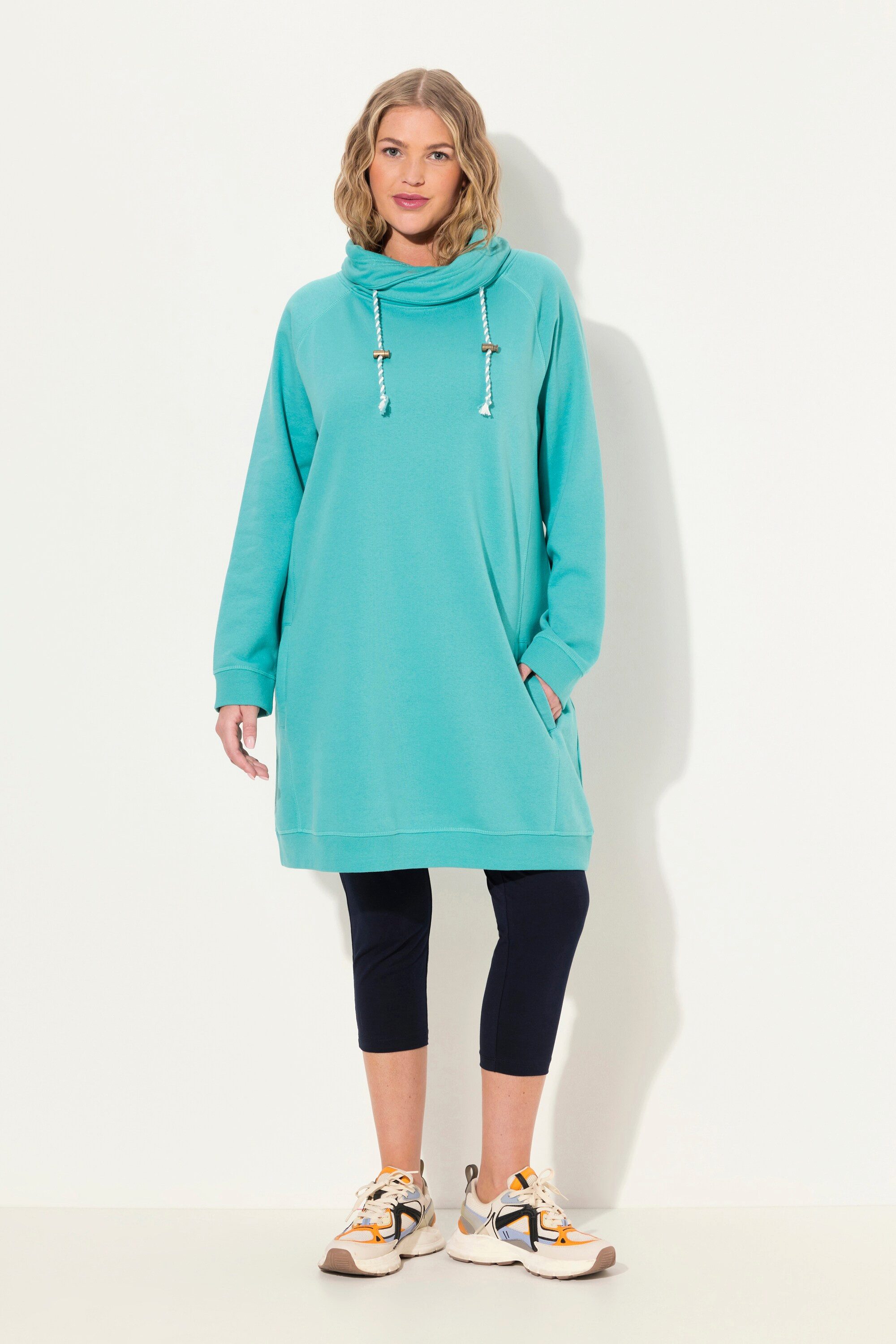 Ulla Popken Jerseykleid Sweatkleid Stehkragen Langarm günstig online kaufen