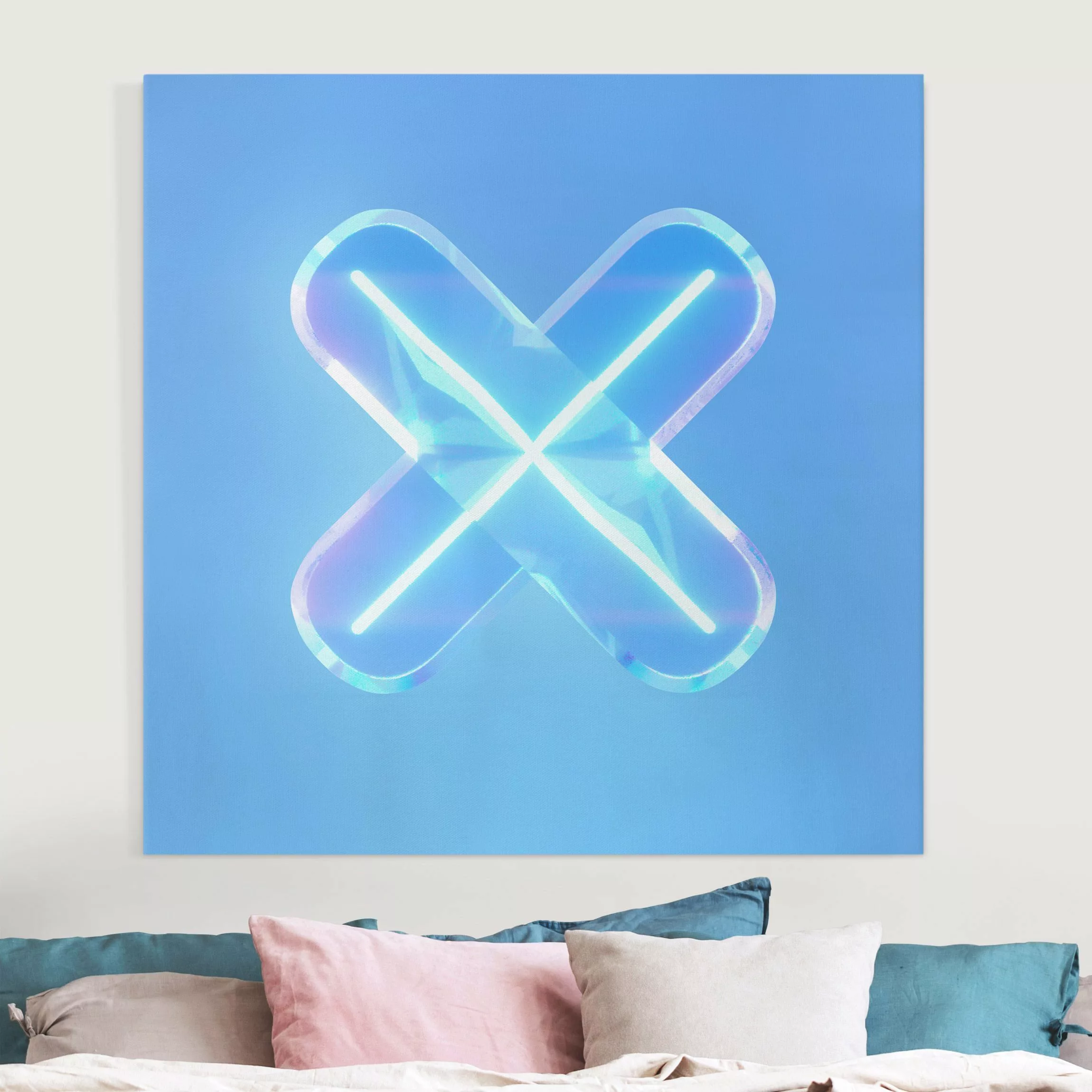 Leinwandbild Neon Gamer Symbol X günstig online kaufen