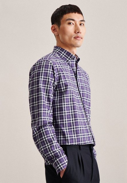 seidensticker Flanellhemd Regular Regular Langarm Button-Down-Kragen Karo günstig online kaufen