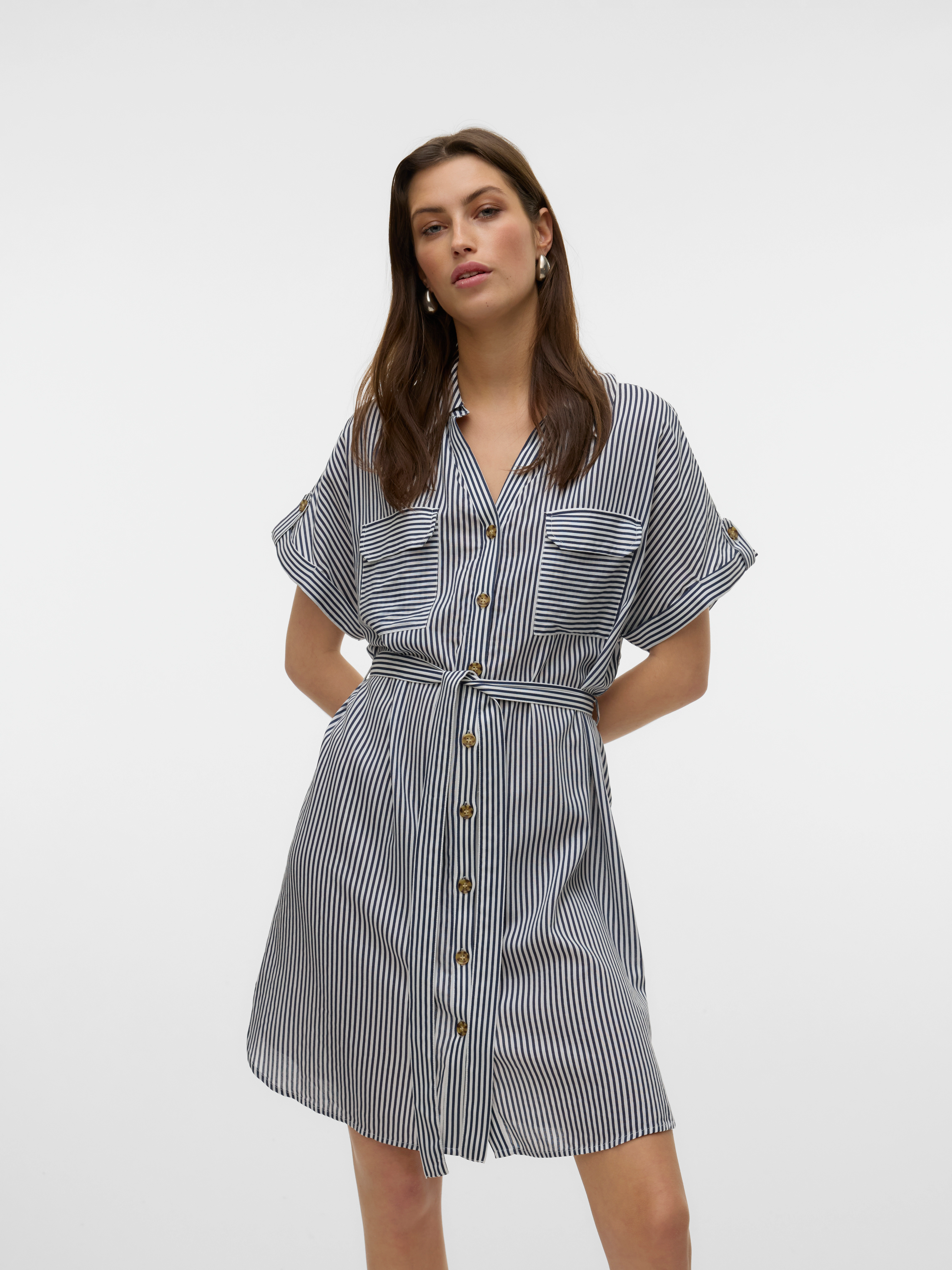 Vero Moda Midikleid "VMBUMPY SS SHORT SHIRT DRESS WVN GA NOOS" günstig online kaufen