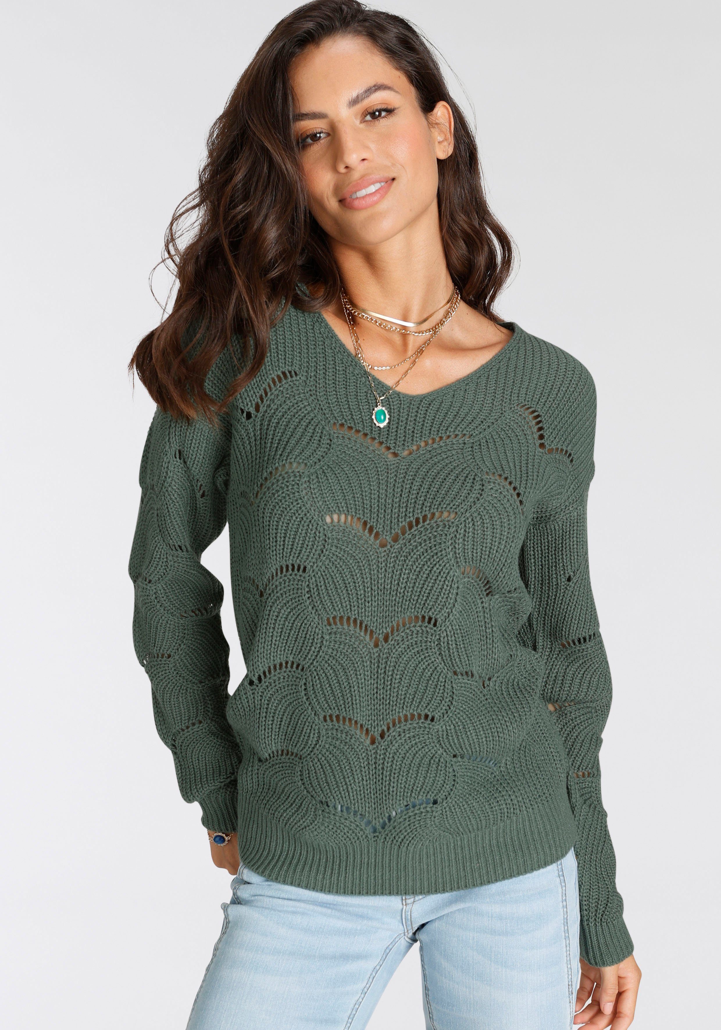 Laura Scott Ajourpullover mit Lochmuster günstig online kaufen