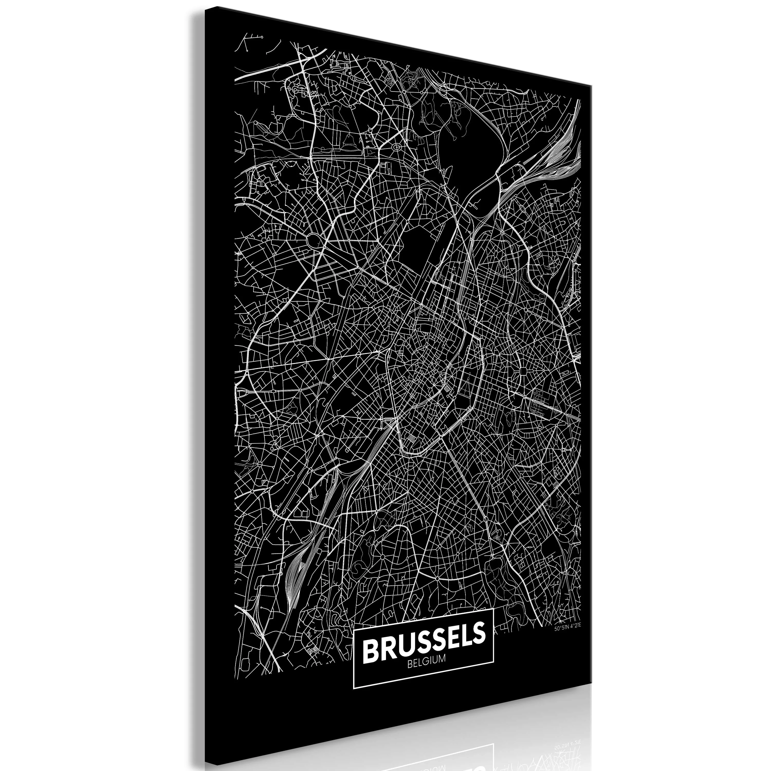 Wandbild - Dark Map of Brussels (1 Part) Vertical günstig online kaufen