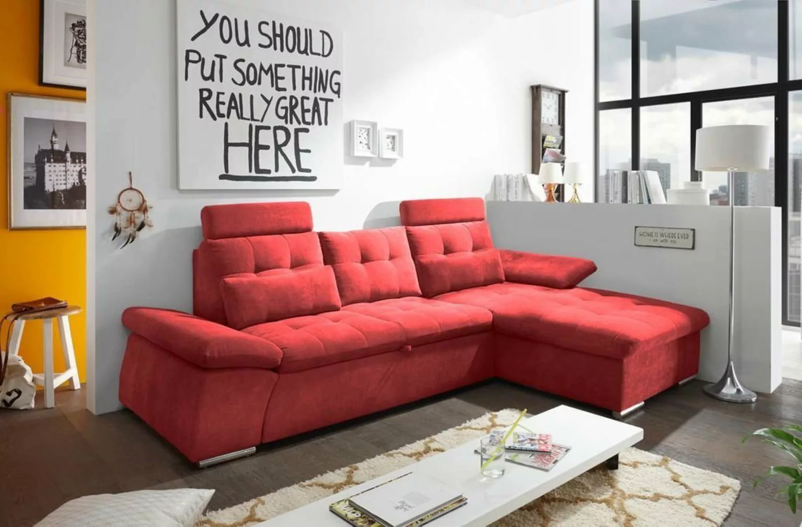ED EXCITING DESIGN Ecksofa, Nalo Ecksofa 268x170 cm Couch Eckcouch Sofa Rot günstig online kaufen