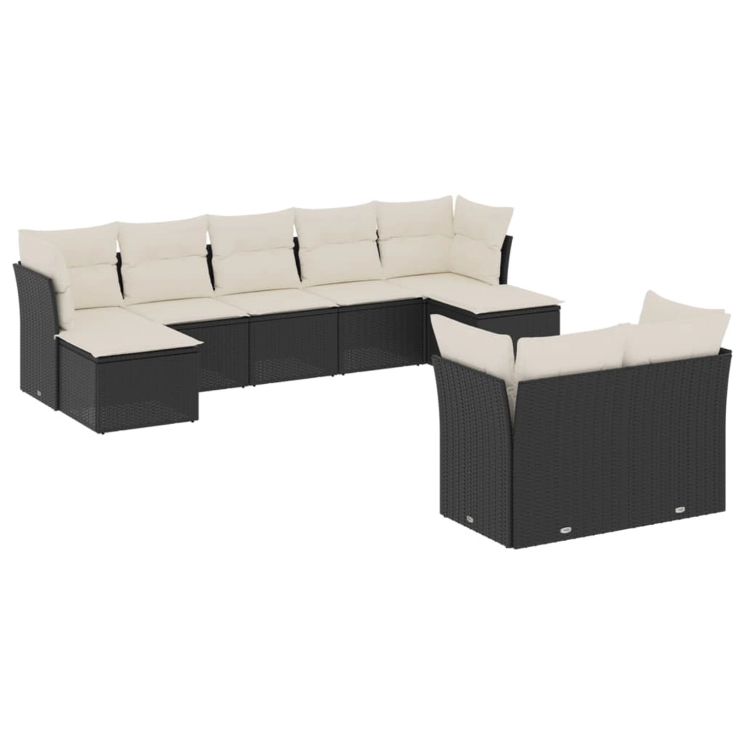 vidaXL 9-Tlg Garten-Sofagarnitur mit Kissen Schwarz Poly Rattan 3250145 günstig online kaufen