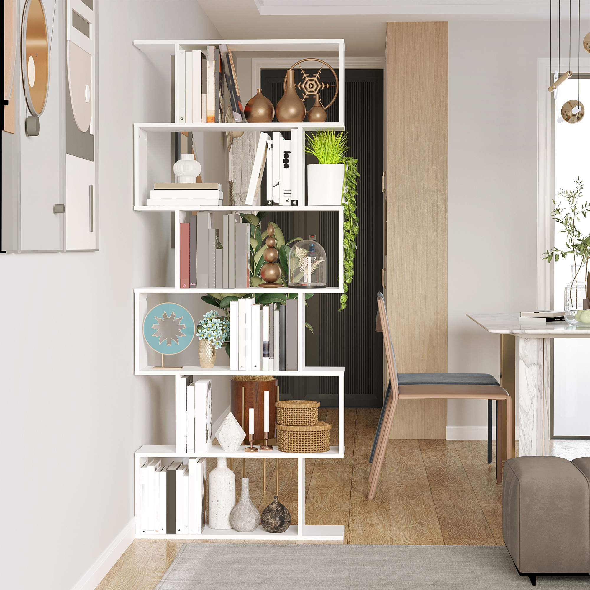 HOMCOM Regal Design Büromöbel Holz Regal 80x24x191cm Weiß   Aosom günstig online kaufen