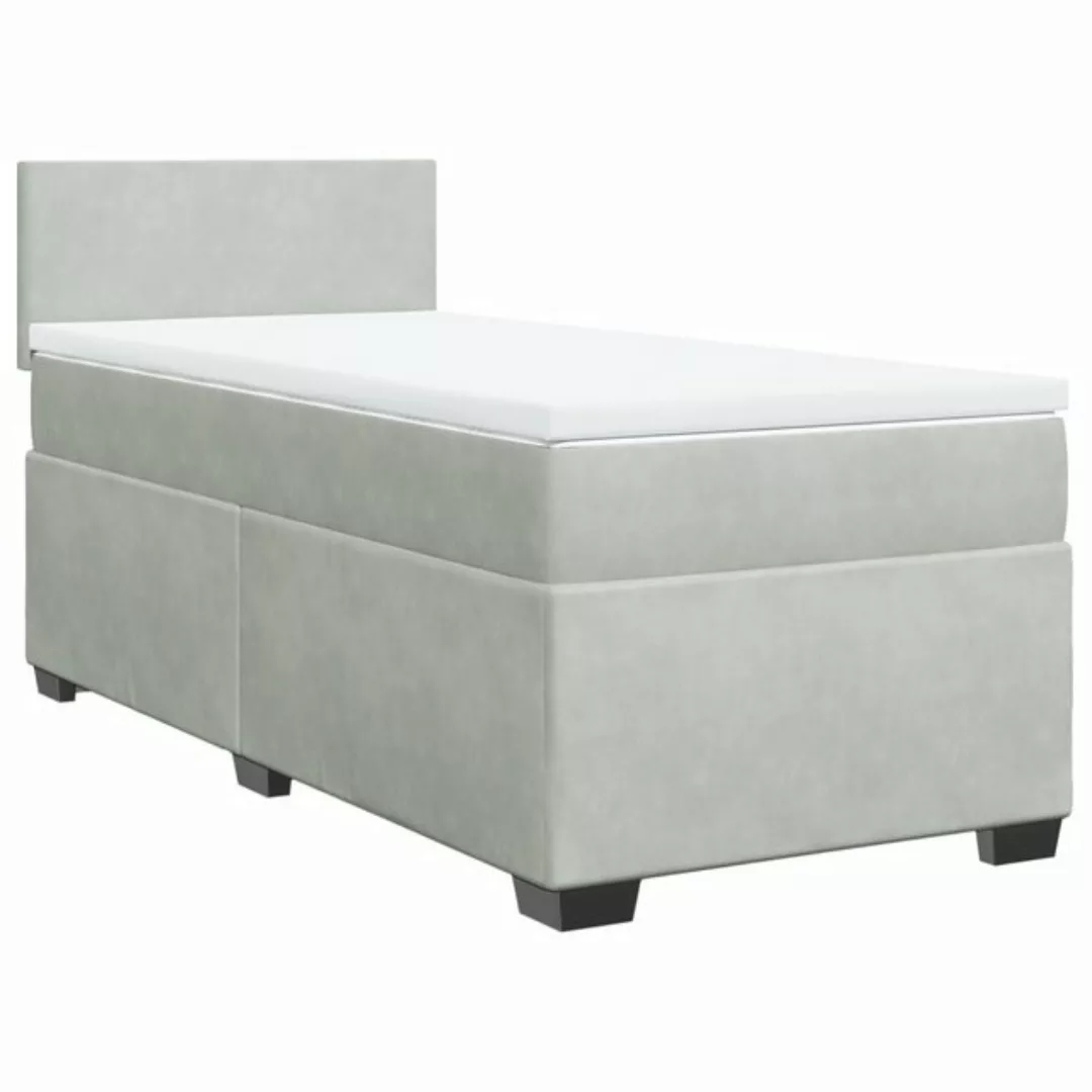 vidaXL Bett Boxspringbett mit Matratze Hellgrau 90x190 cm Samt günstig online kaufen