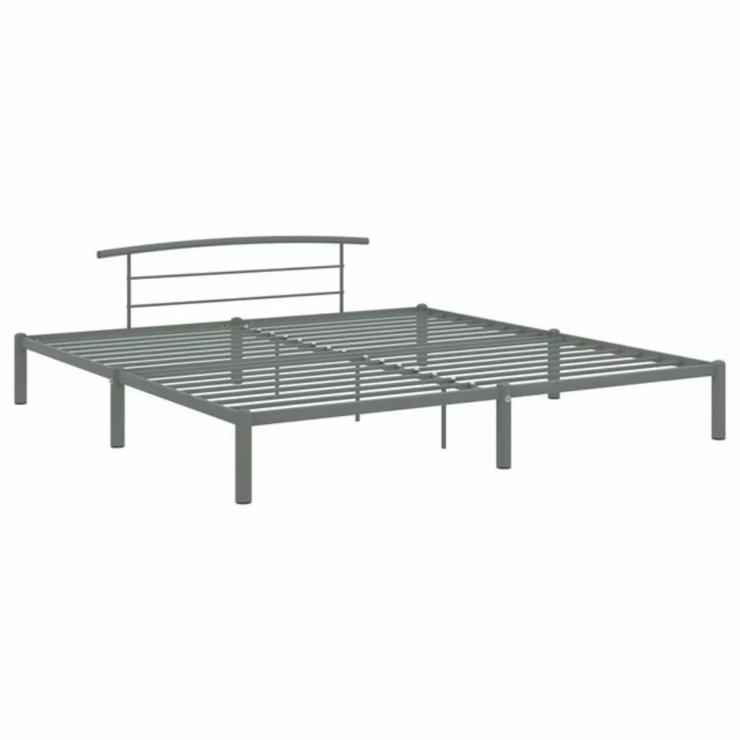 Bettgestell Grau Metall 200x200 Cm günstig online kaufen