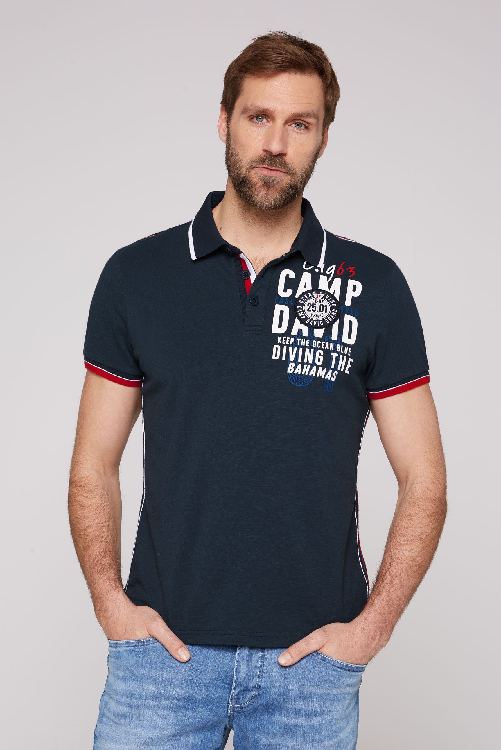 CAMP DAVID Poloshirt mit Kontrastnähten günstig online kaufen