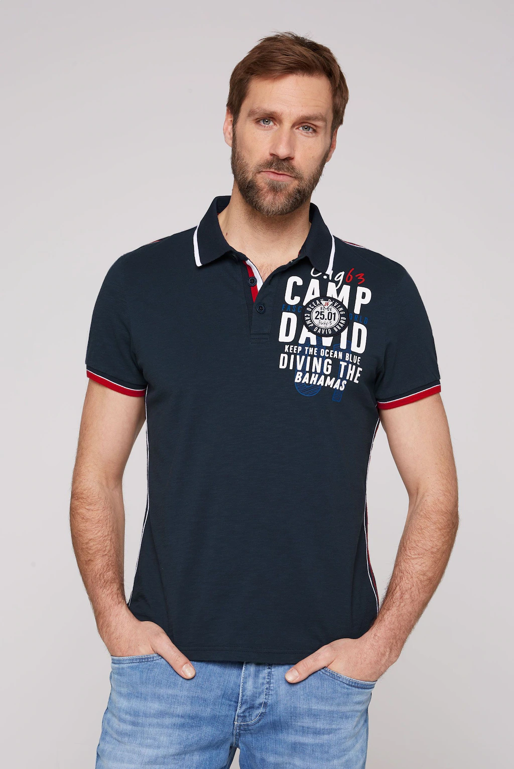 CAMP DAVID Poloshirt mit Kontrastnähten günstig online kaufen