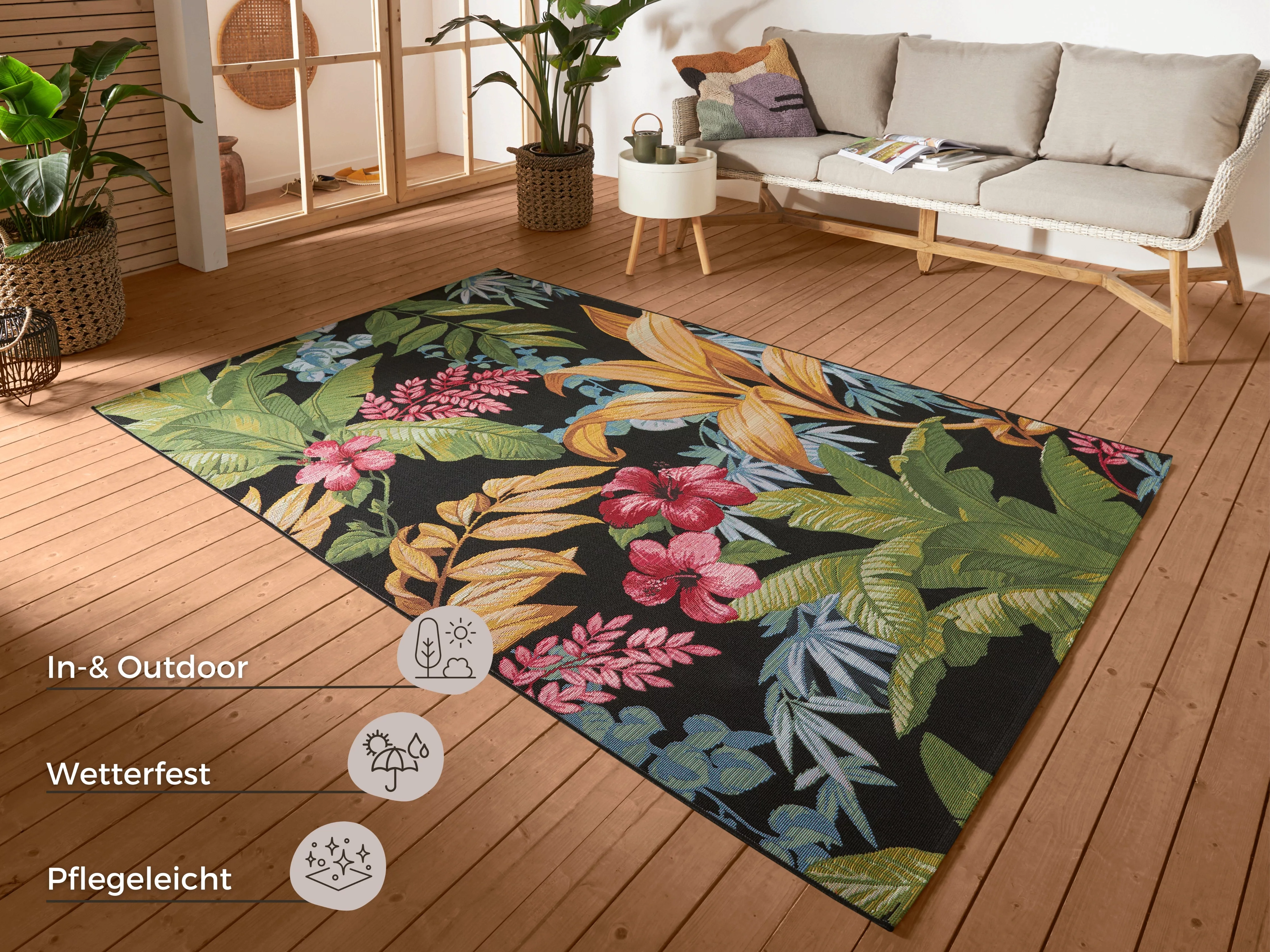 HANSE Home Outdoorteppich »Tropical Flowers«, rechteckig, In-& Outdoor, Tep günstig online kaufen