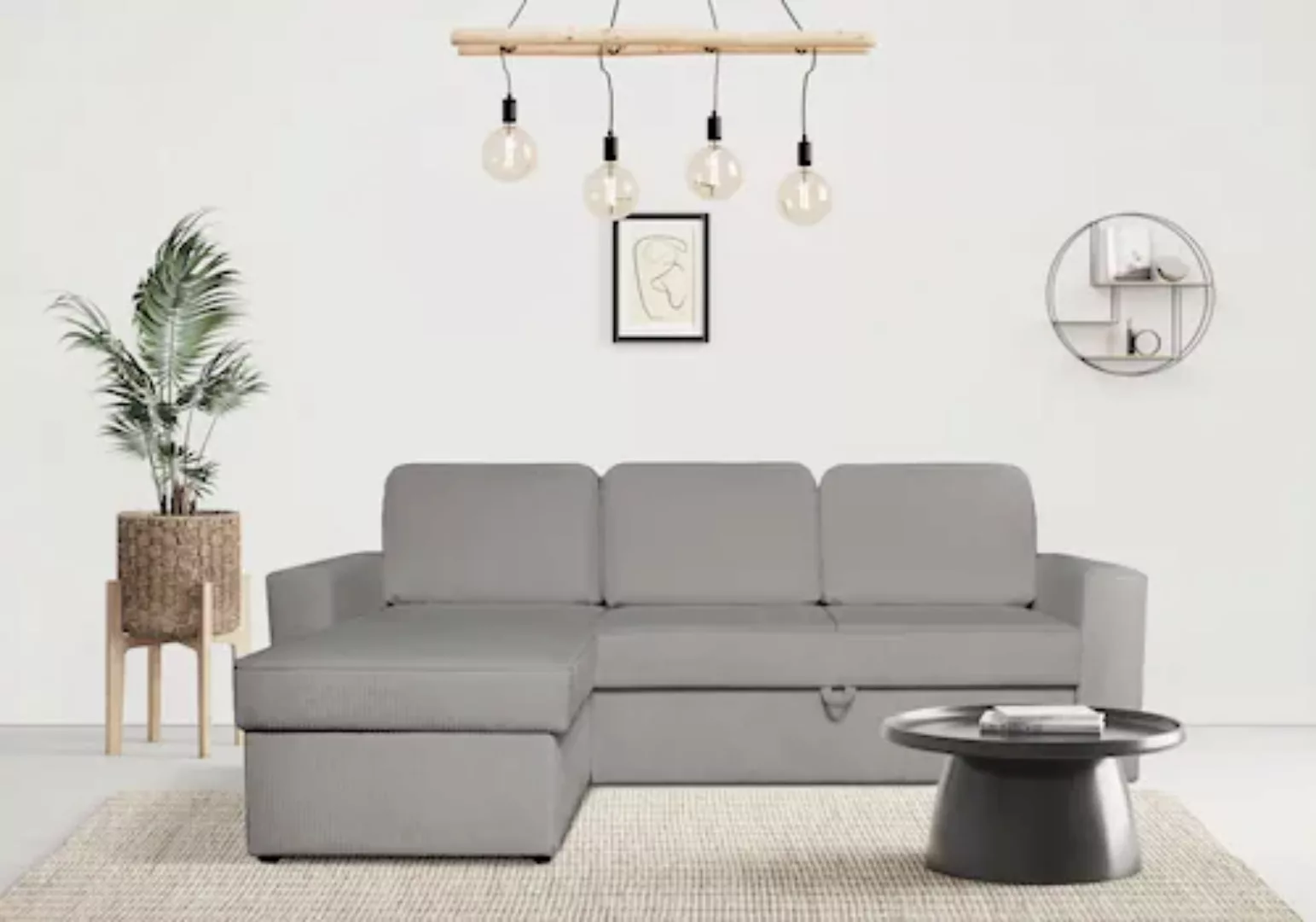 Home affaire Ecksofa "Visan", kompaktes Sofa mit Schlaffunktion und mit Bet günstig online kaufen