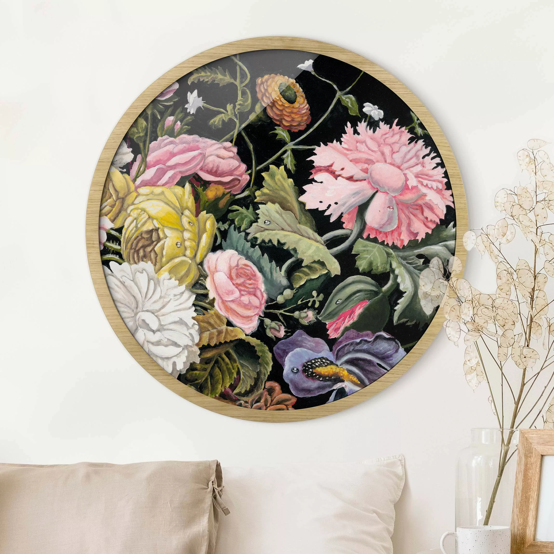 Rundes Gerahmtes Bild Blumentraum Bouquet günstig online kaufen