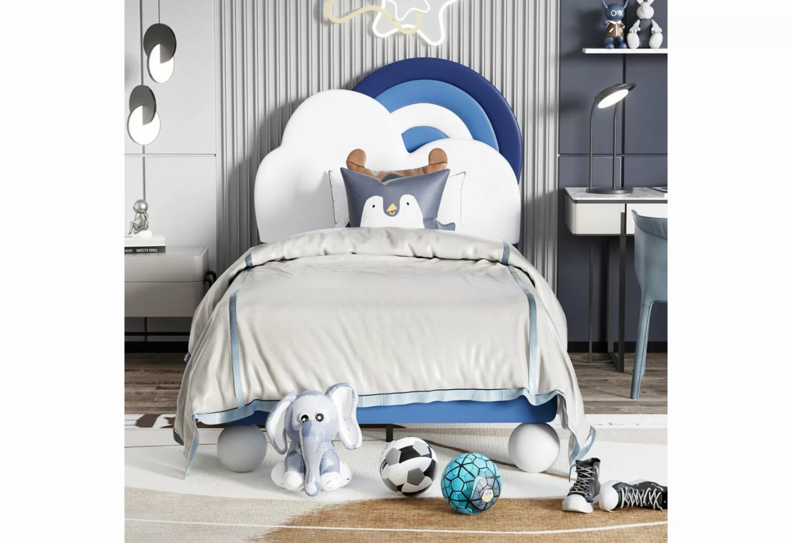 WISHDOR Polsterbett mit Lattenrost und Kopfteil (Kinderbett), 90 x 200 cm o günstig online kaufen