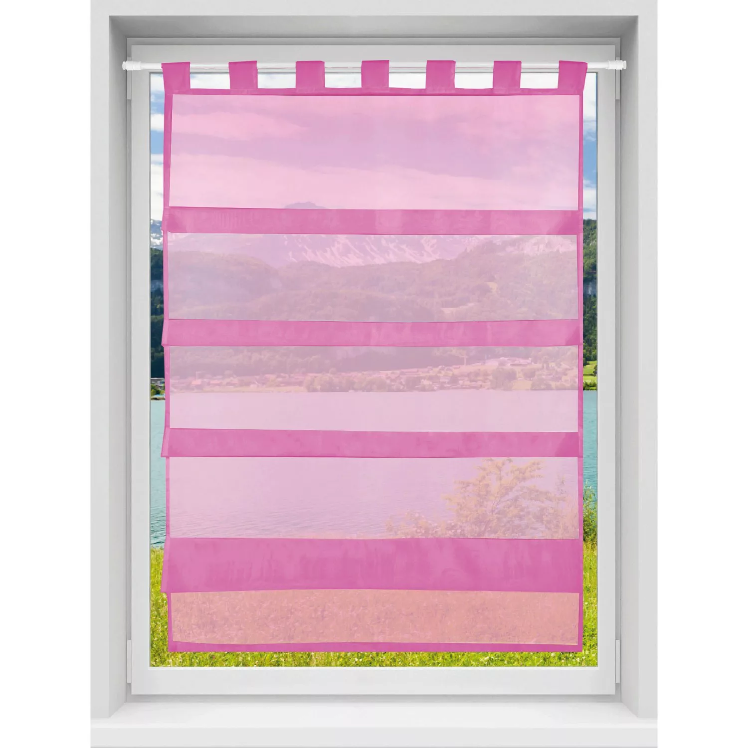 Bestlivings Sky Gardine Raffoptik Schlaufe 80 cm x 110 cm Pink günstig online kaufen