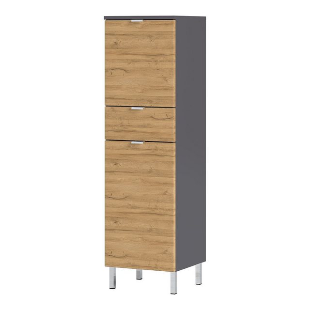 Lomadox Badezimmer Midischrank MACUL-01 in Graphit & Grandson-Eiche-Nb. - B günstig online kaufen